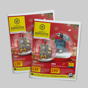 Mockup tract de Noël Espace Emeraude